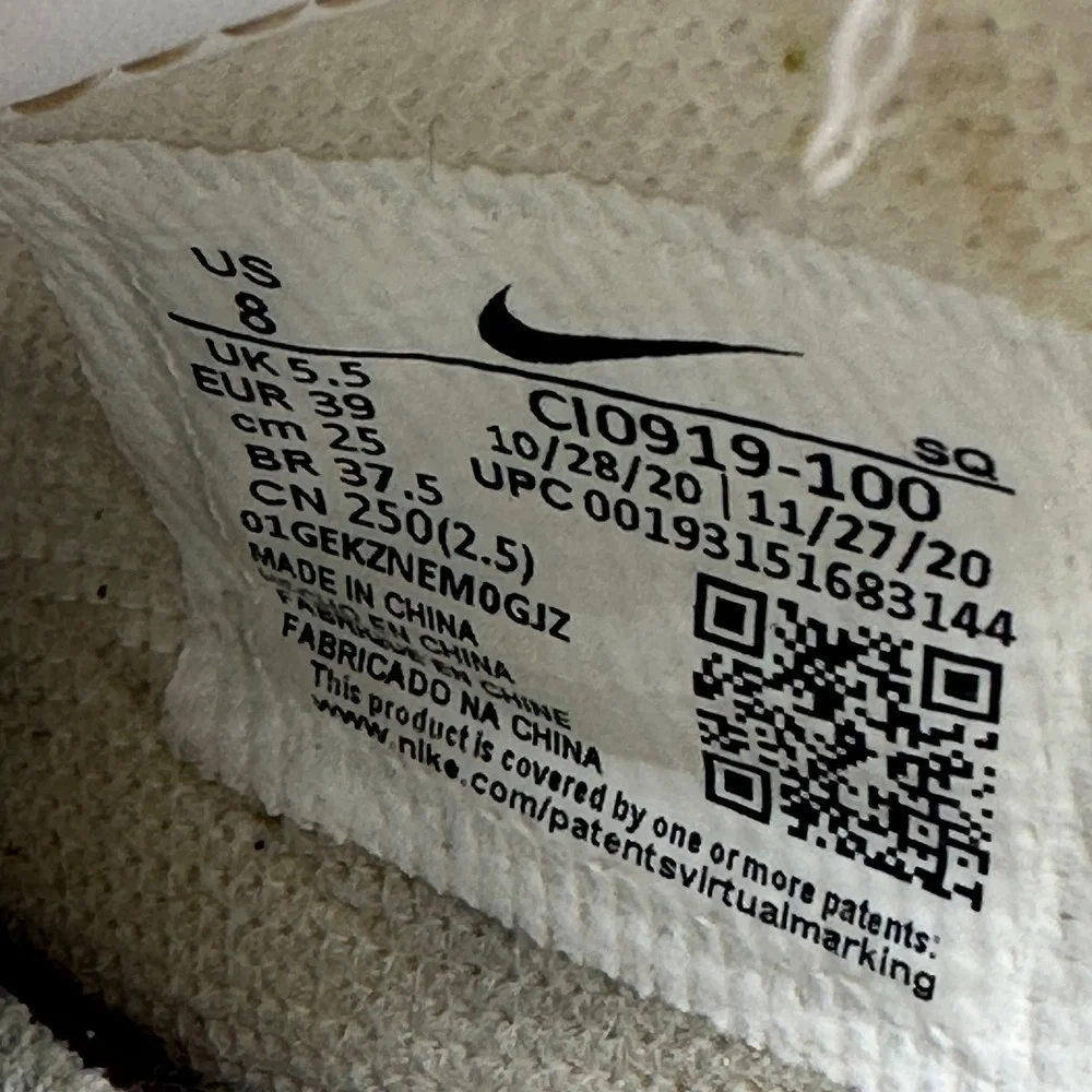 Nike CI0919-100 Womens Size 8 Triple White Air Force 1 Shadow Shoes Layered AF1